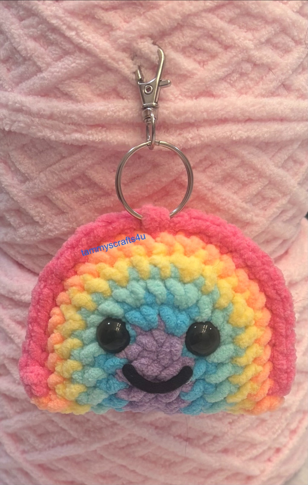 Crochet Rainbow Amigurumi Keychain/Bookbag